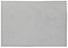 Обложка д/паспорта ИМИДЖ Медведь 1,12м-212 натур.кожа,белый,тисн.блинтовое
