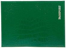 Обложка д/паспорта ИМИДЖ Passport 1,01гр-КРОКОДИЛ-206 натур.кожа,зелён.,тисн.серебро