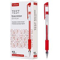 Ручка гелевая ХАТ "Test" 083470 красная,0,5мм,резин.грипп,к/к