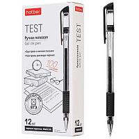 Ручка гелевая ХАТ "Test" 085153 чёрная,0,7мм,резин.грипп,к/к